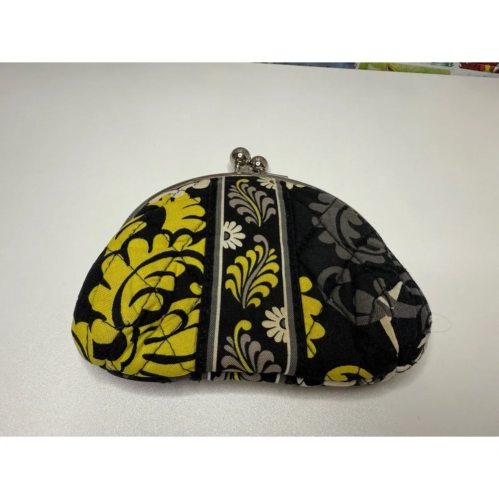 Vera Bradley Quilted Double Kiss Lock Coin Purse Wallet Floral 4x5" - Picture 2 of 4
